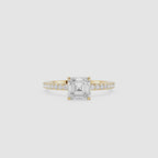Square Emerald Lab Grown Diamond Solitaire Accent Ring