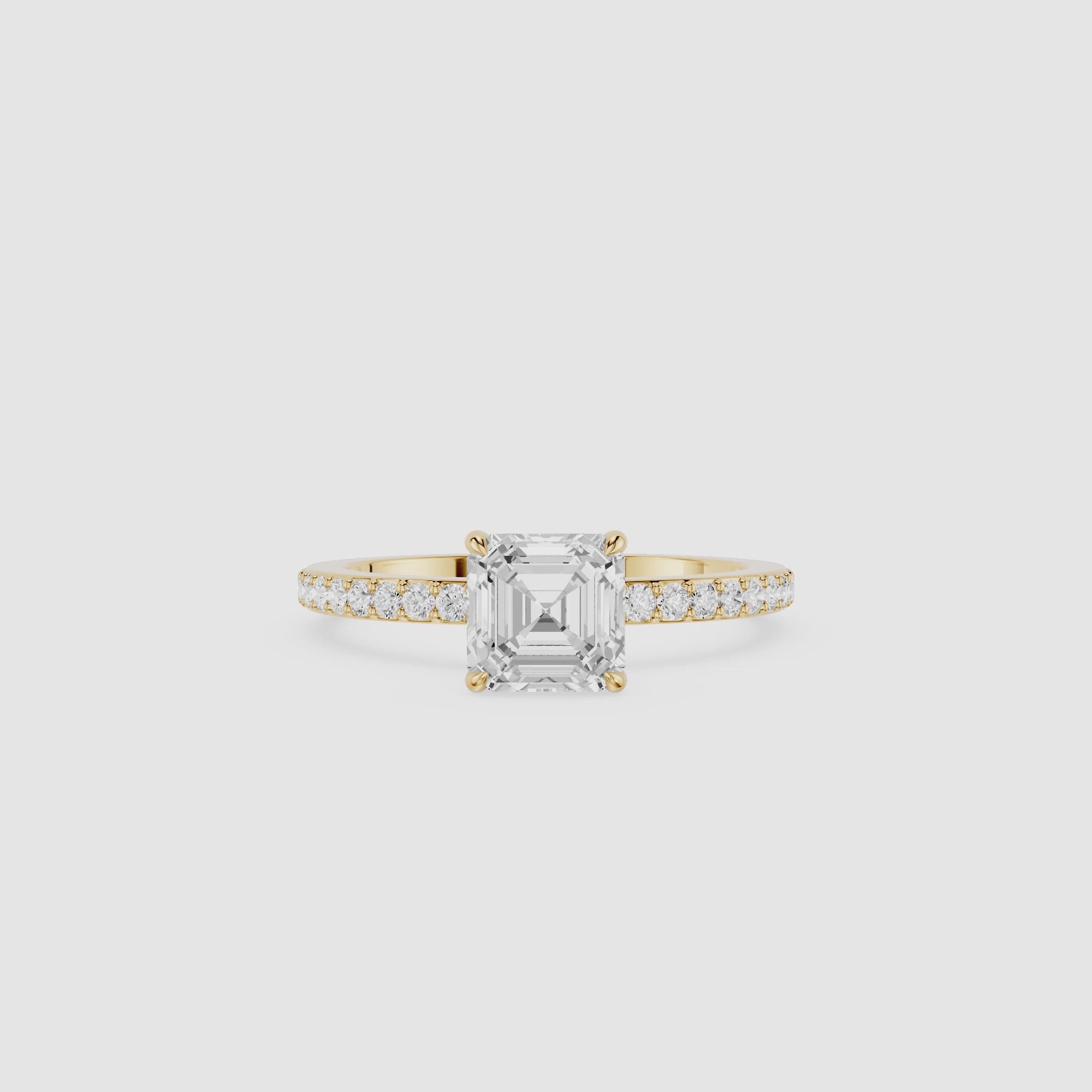 Square Emerald Lab Grown Diamond Solitaire Accent Ring