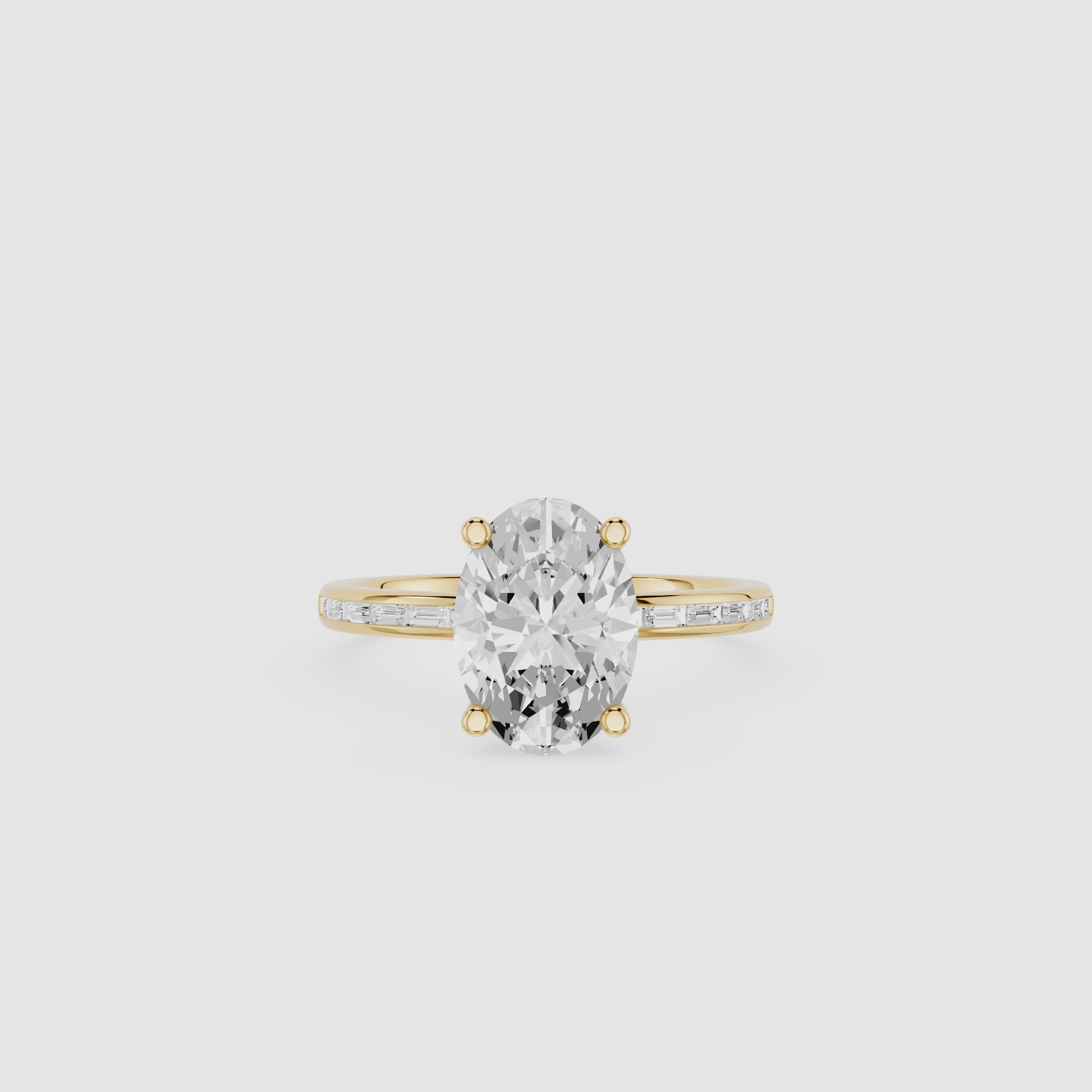 Oval Cut Lab Grown Diamond Baguette Accent Ring
