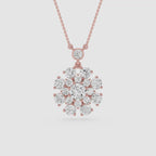 Round Lab Grown Diamond Cluster Pendant Necklace