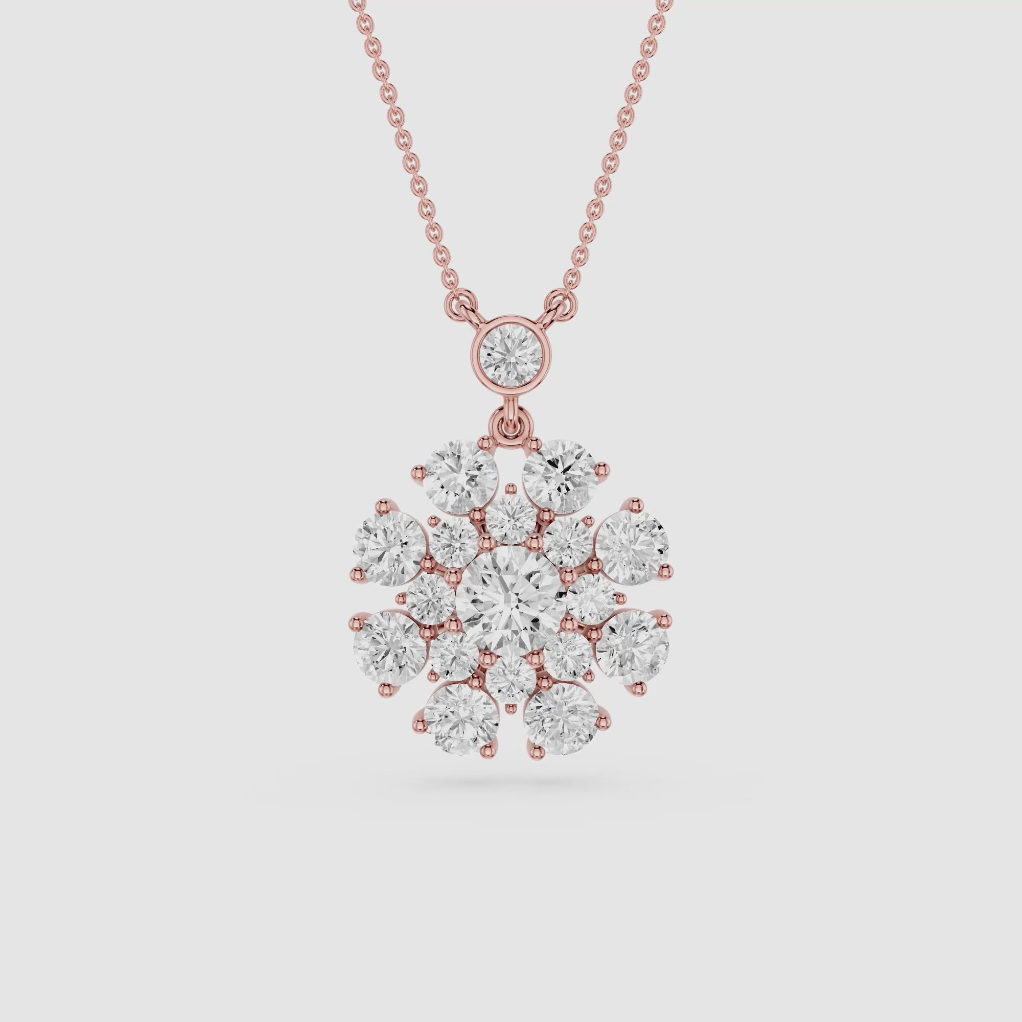 Round Lab Grown Diamond Cluster Pendant Necklace