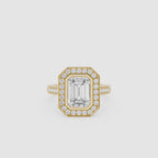 Emerald Cut Lab Diamond Halo Engagement Ring