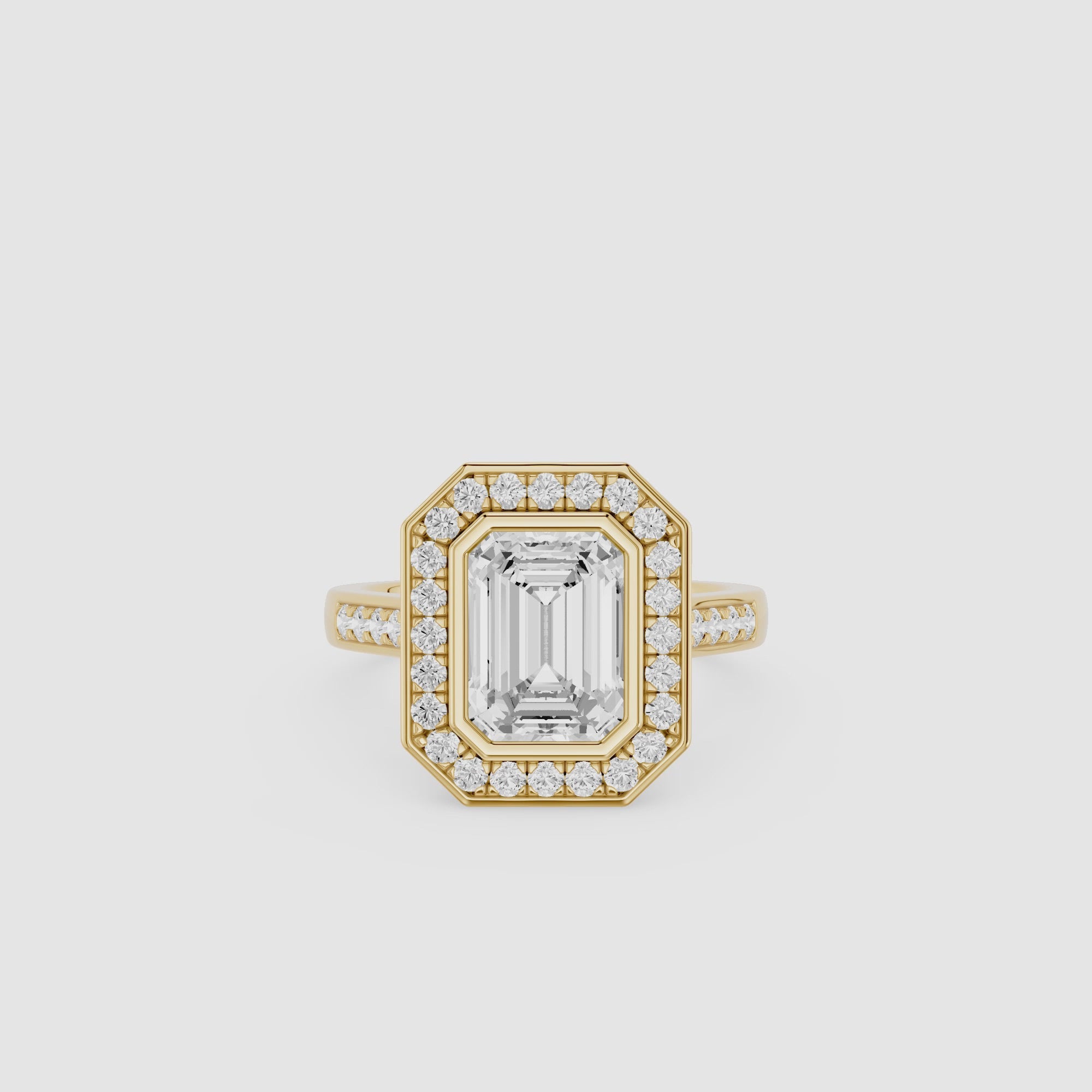 Emerald Cut Lab Diamond Halo Engagement Ring