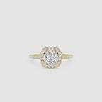 Round Lab Diamond Cushion Halo Ring