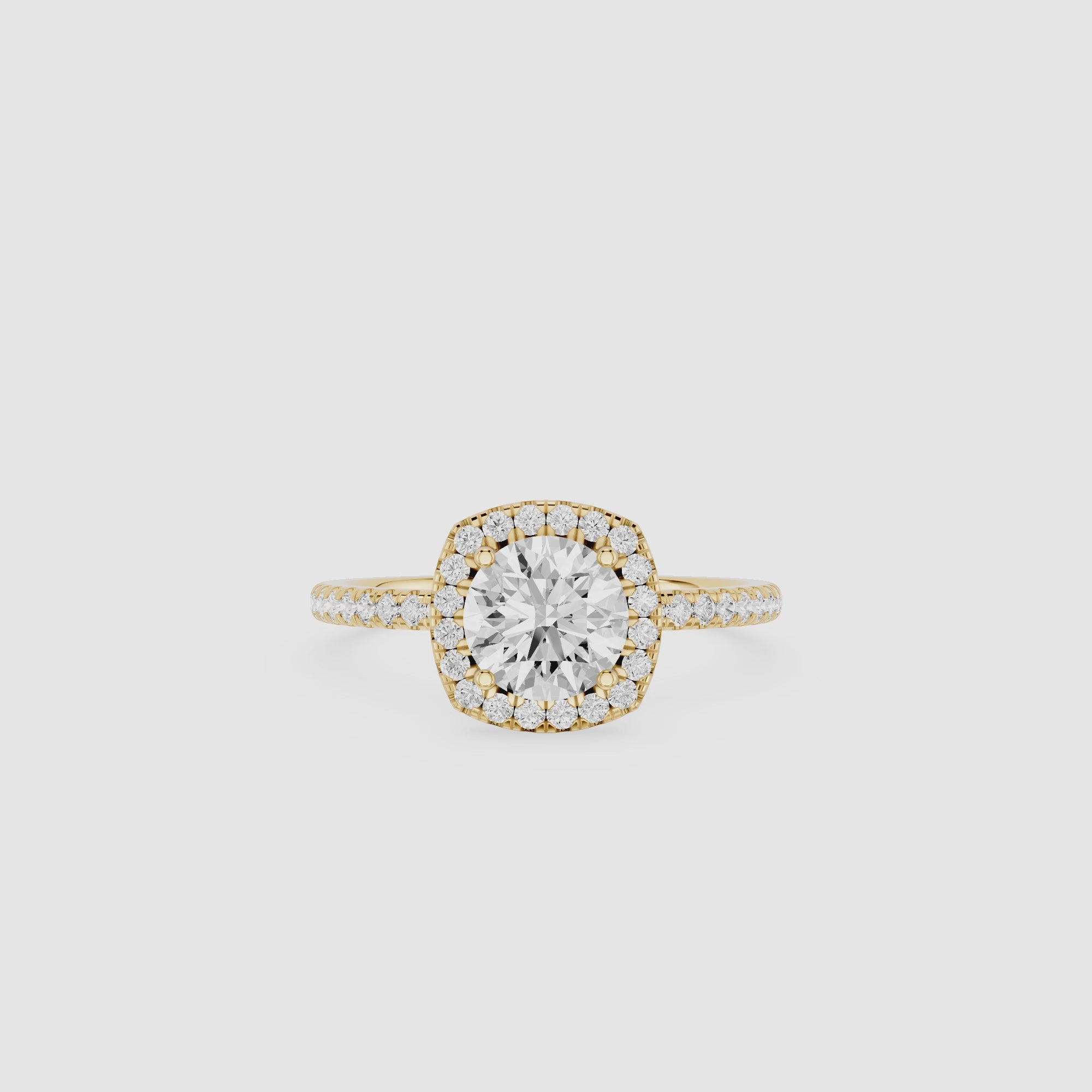 Round Lab Diamond Cushion Halo Ring