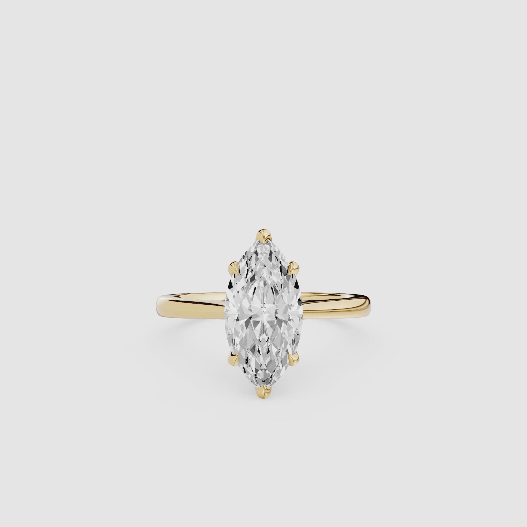 Marquise Cut Lab Diamond Six Prong Solitaire Ring
