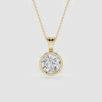 Round Lab Grown Diamond Bezel Pendant Necklace