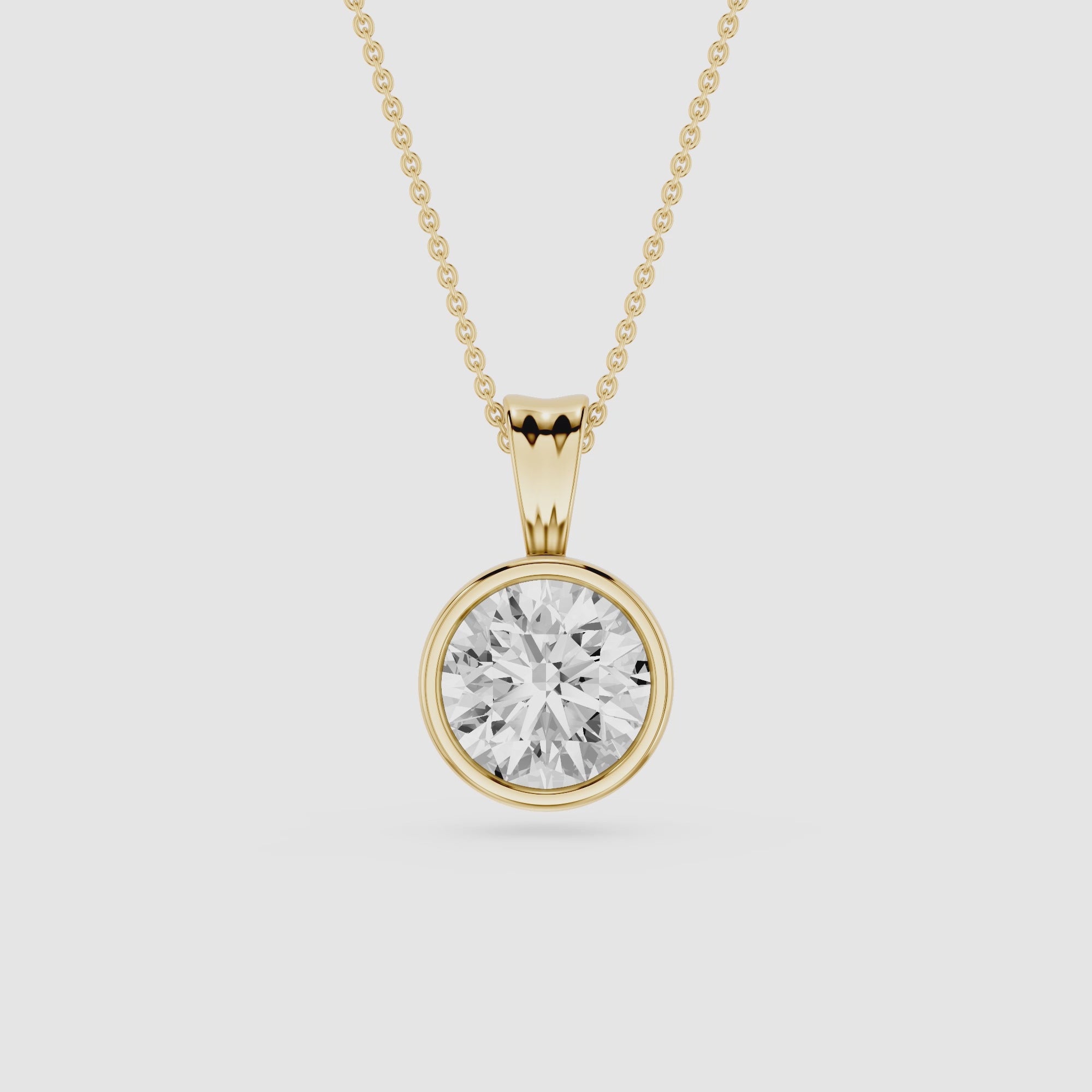 Round Lab Grown Diamond Bezel Pendant Necklace