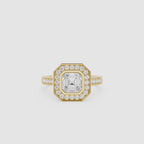 Emerald Cut Lab Grown Diamond Halo Engagement Ring