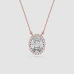 Oval Cut Lab Grown Diamond Halo Pendant Necklace