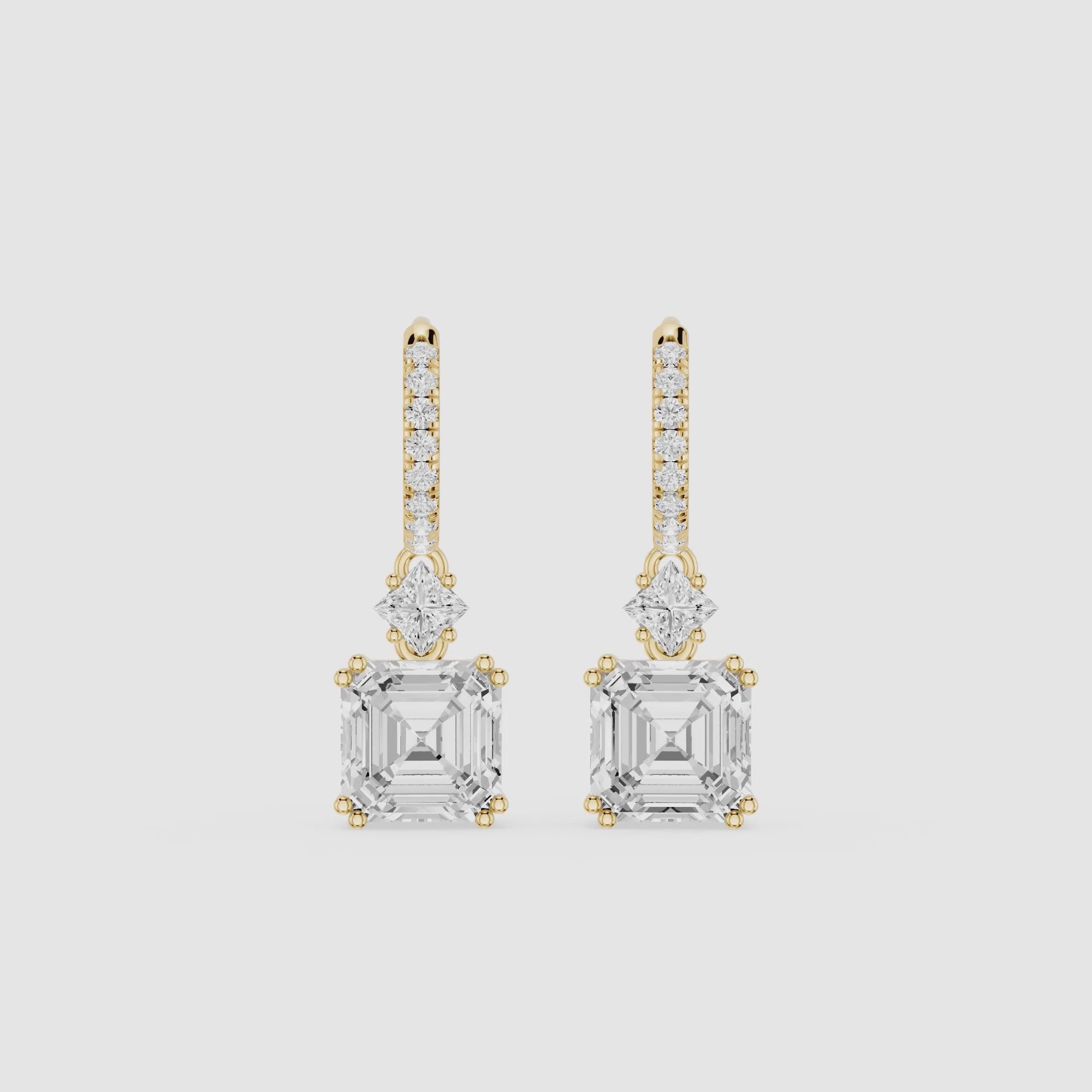 Asscher Cut Lab Grown Diamond Drop Earrings