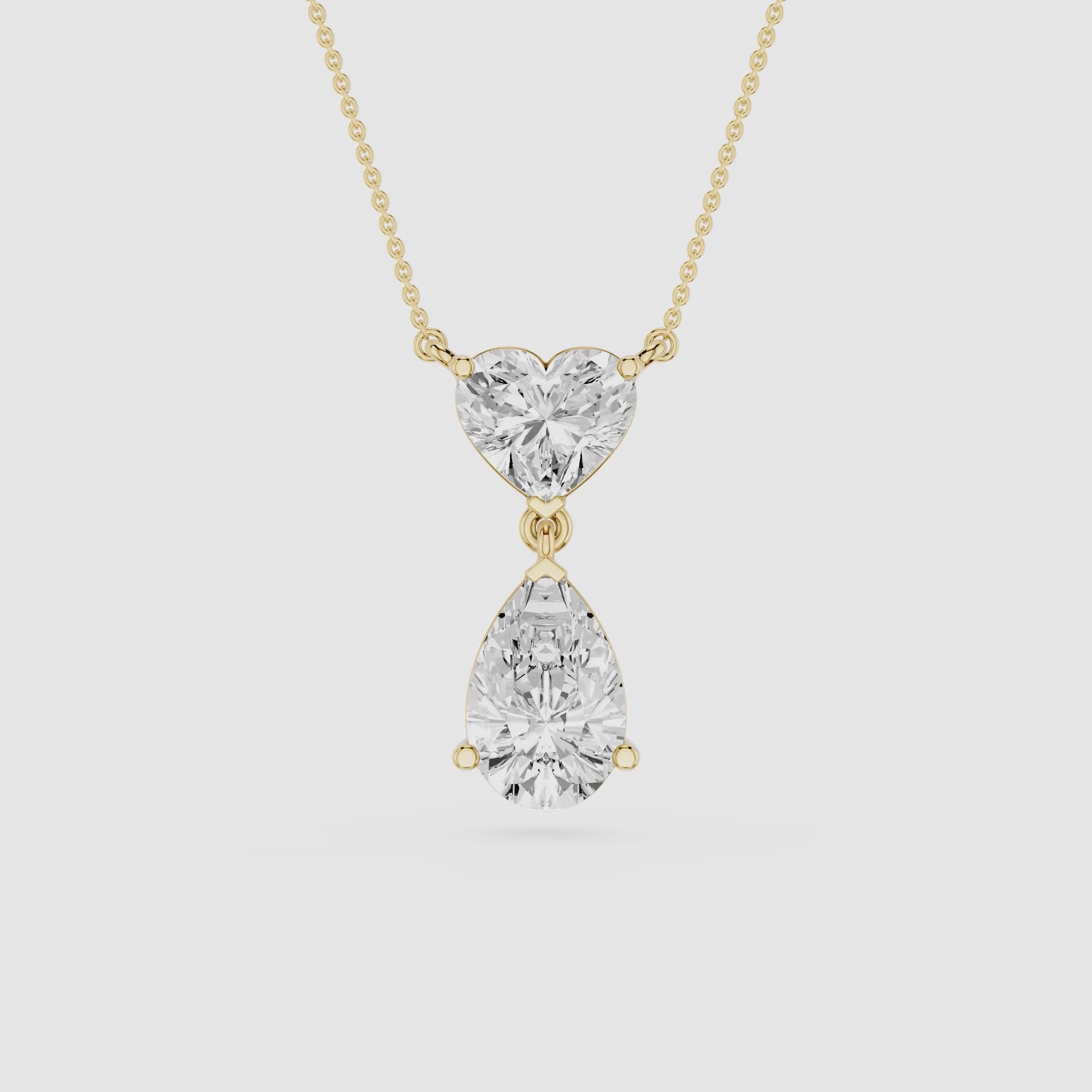 Heart And Pear Lab Grown Diamond Drop Pendant Necklace