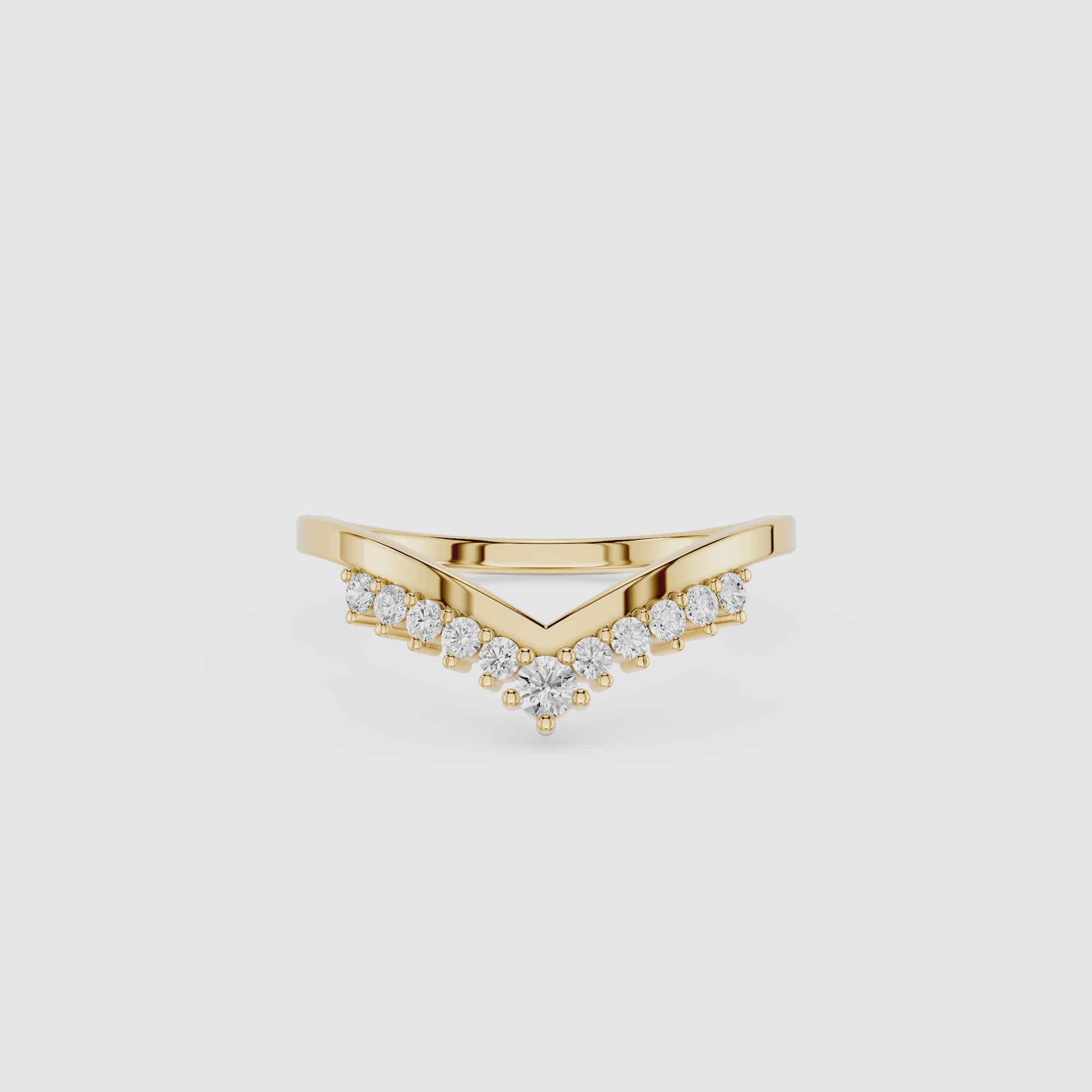 Round Cut Lab Grown Diamond Chevron Wedding Ring