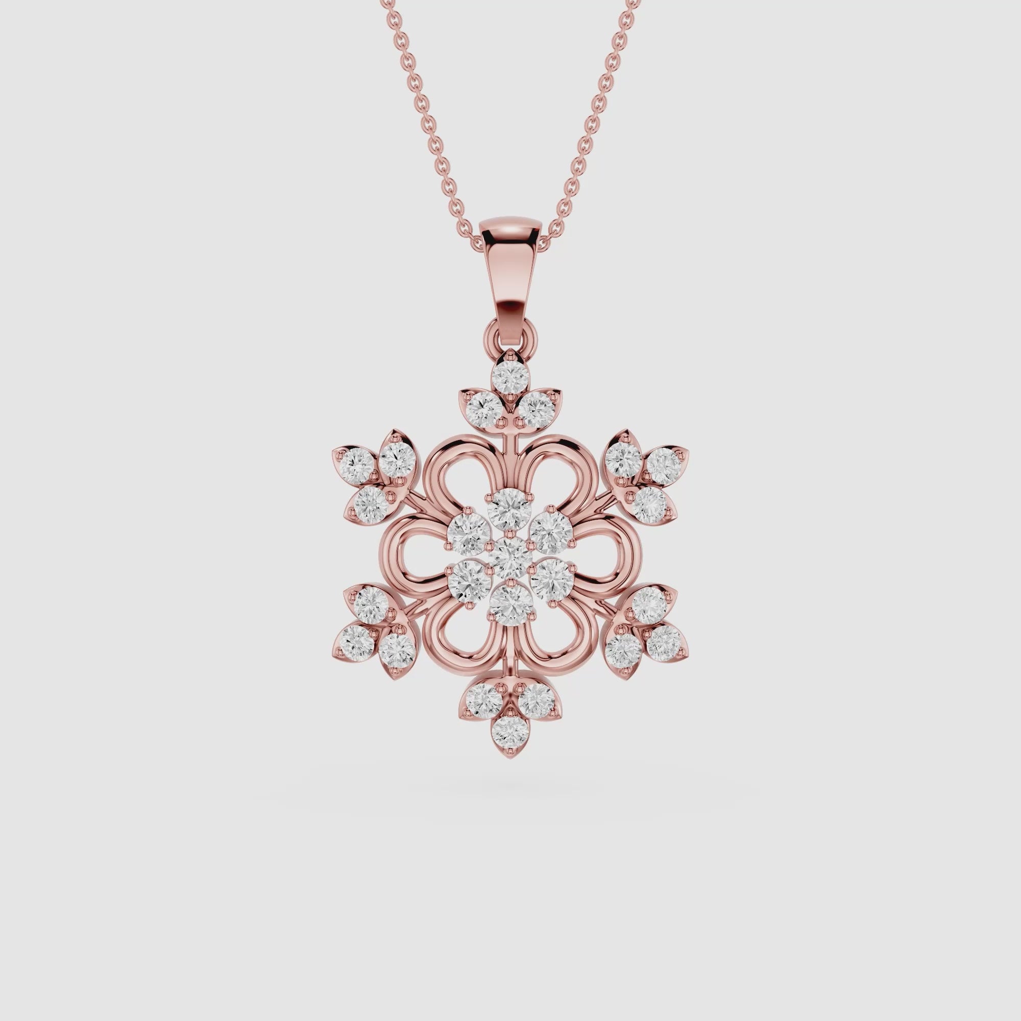 Round And Pear Lab Grown Floral Pendant Necklace