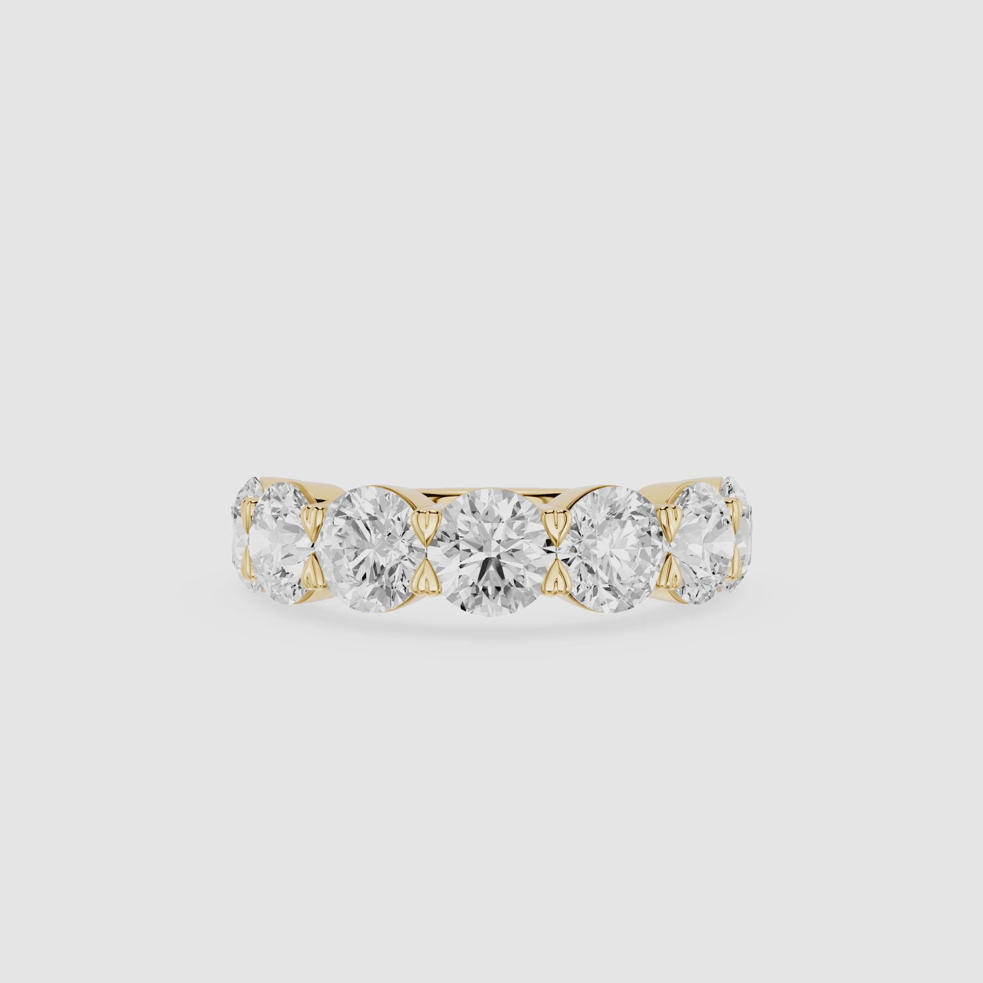 Round Cut Lab Grown Diamond Graduated Five Stone Anniversary Ring
