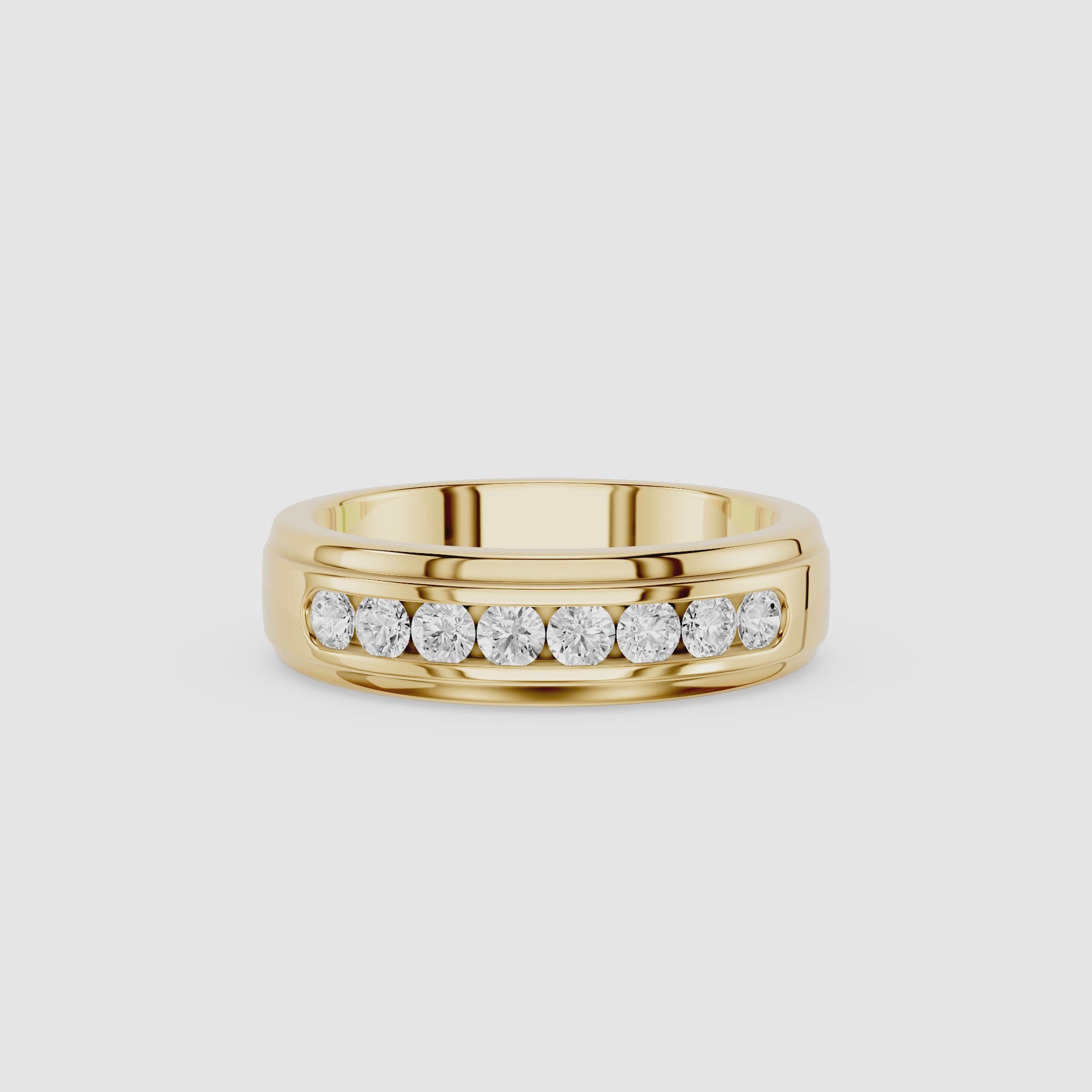 Round Diamond Channel Set Wedding Band