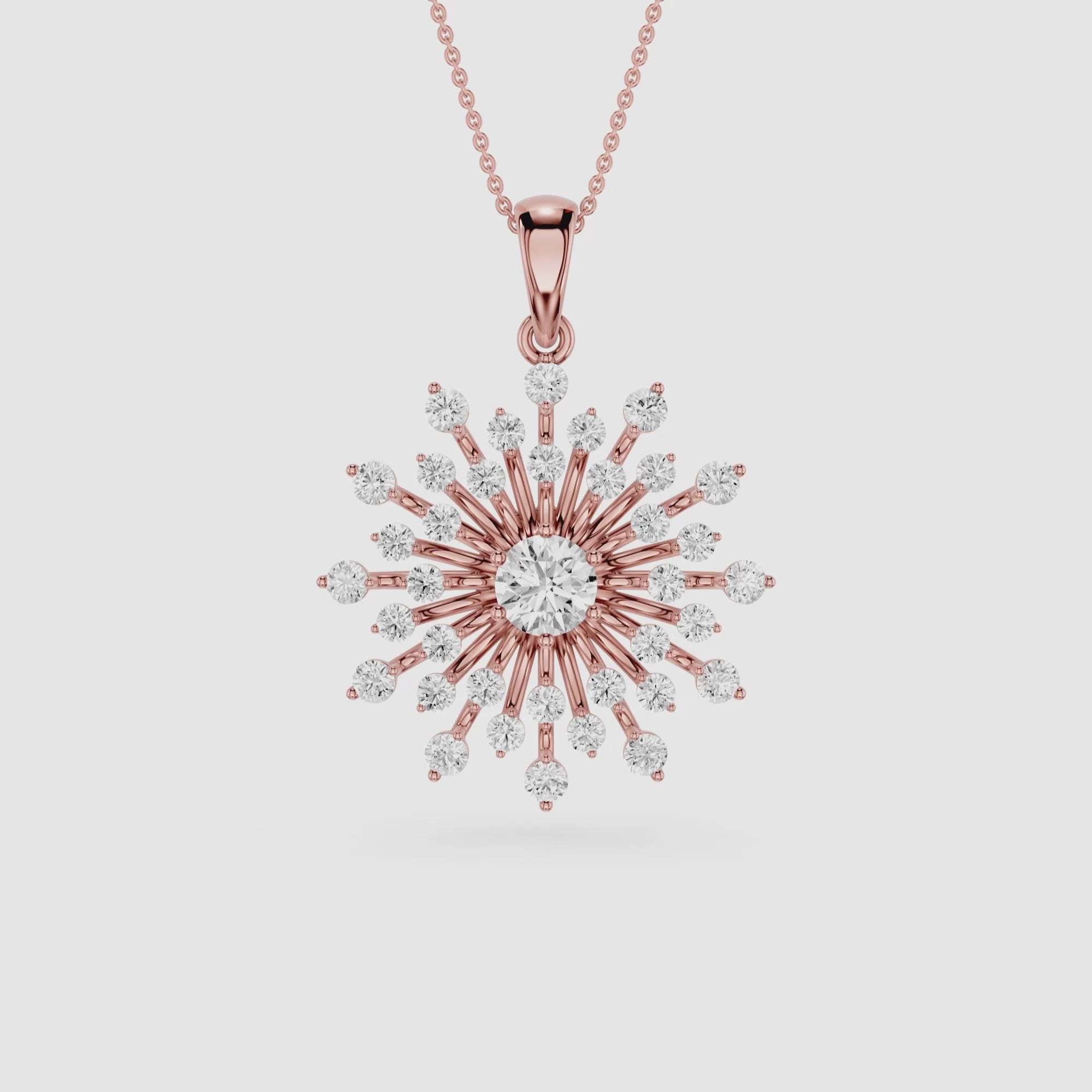Round Lab Grown Diamond Sunburst Pendant