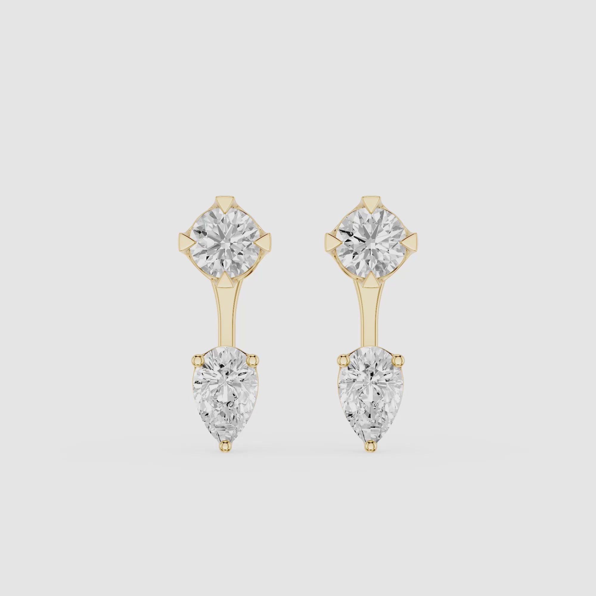 Round And Pear Lab Grown Diamond Drop Earrings for Women