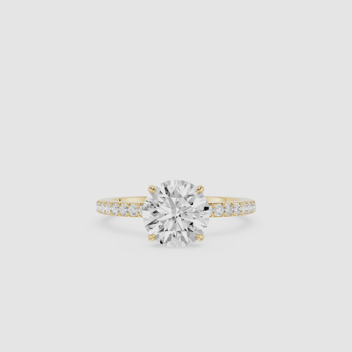 Round Cut Lab Grown Diamond Solitaire Accent Engagement Ring