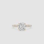 Round Cut Lab Grown Diamond Solitaire Accent Engagement Ring
