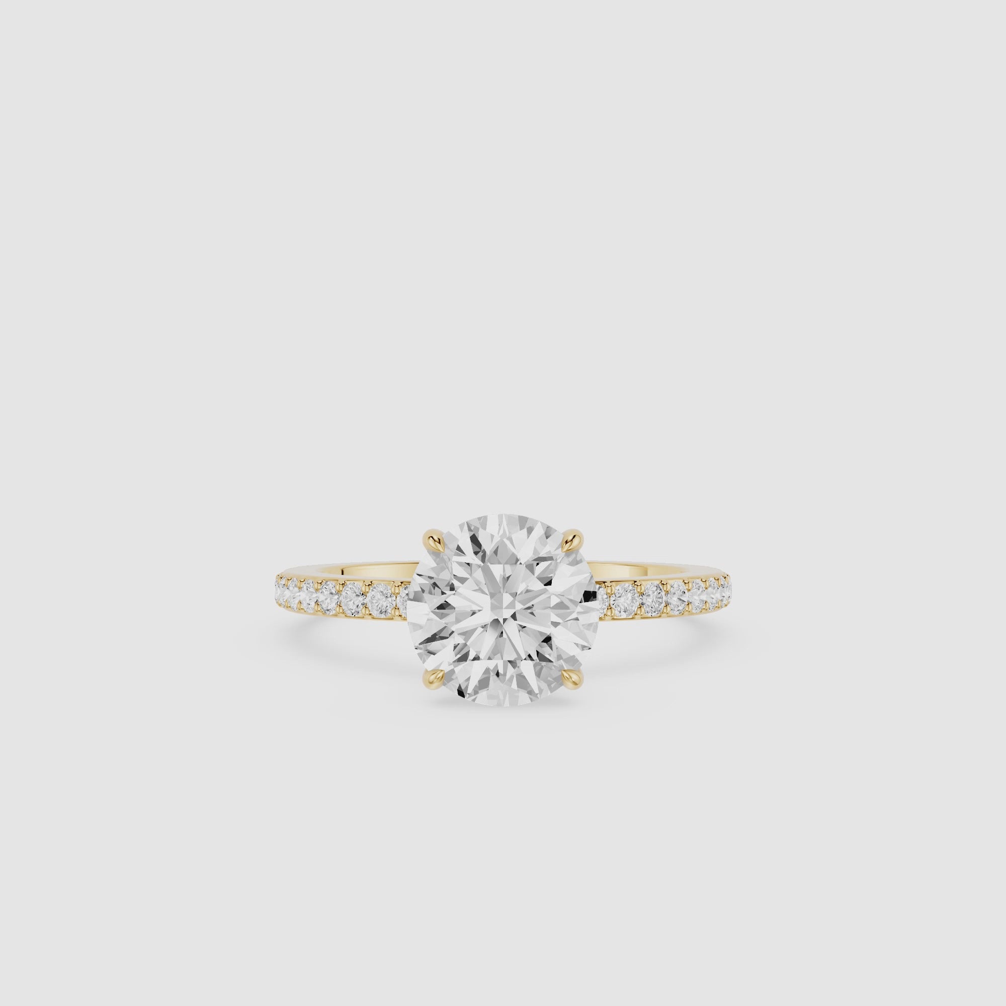 Round Cut Lab Grown Diamond Solitaire Accent Engagement Ring