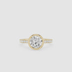 Round Cut Lab Grown Diamond Bezel Solitaire Accent Ring