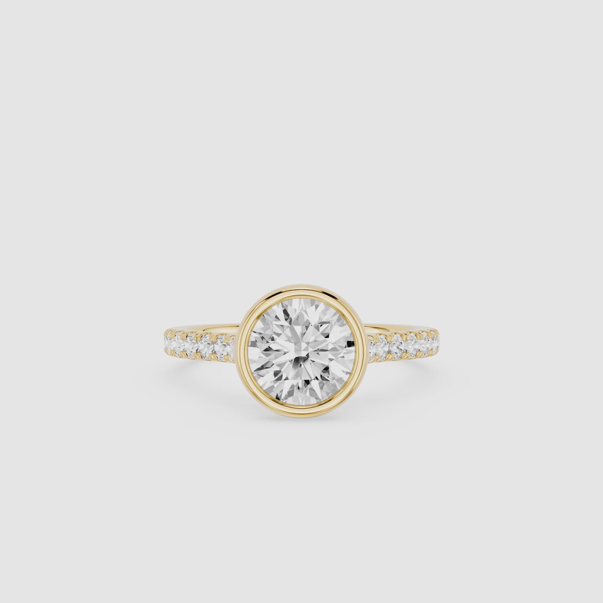 Round Cut Lab Grown Diamond Bezel Solitaire Accent Ring