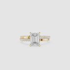 Emerald Cut Lab Grown Diamond Solitaire Pave Ring
