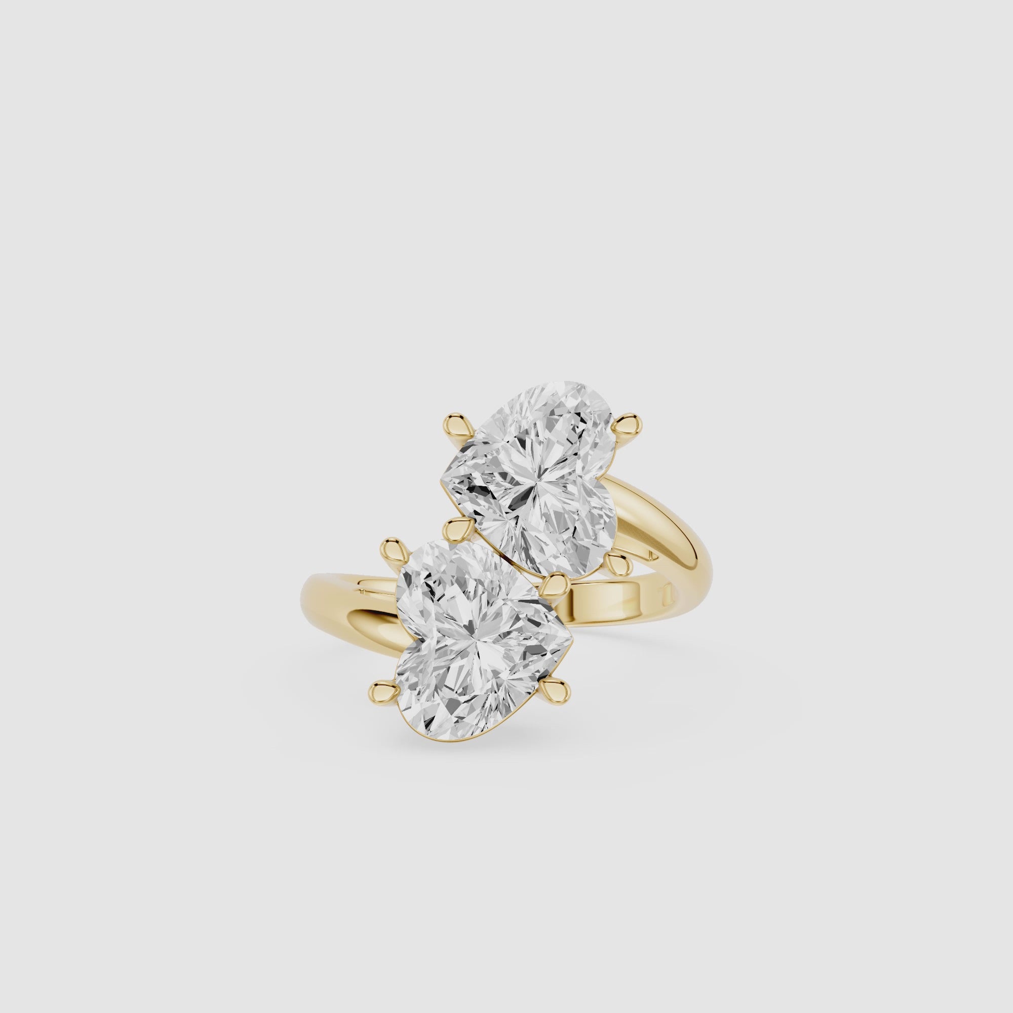 Heart Cut Lab Grown Diamond Toi et Moi Engagement Ring