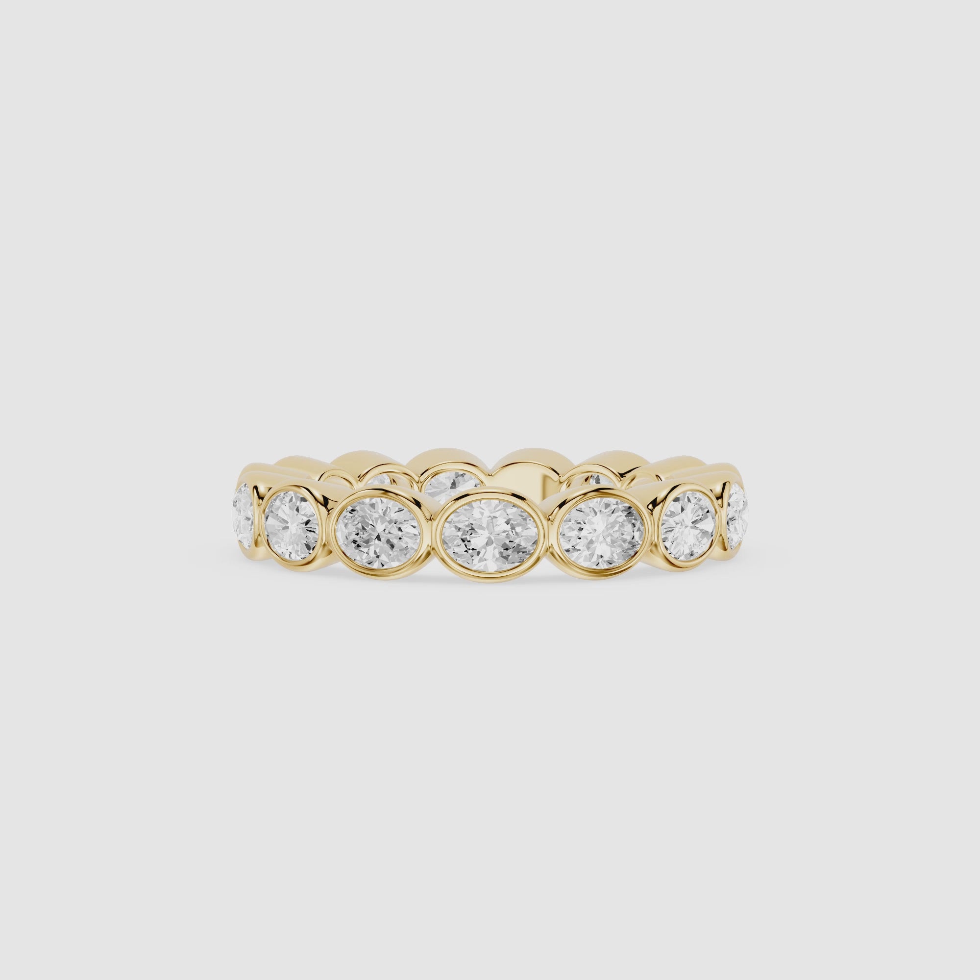 Oval Cut Lab Grown Diamond Bezel Eternity Wedding Band