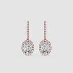 Aurora Oval Halo Lab Grown Diamond Drop Earrings