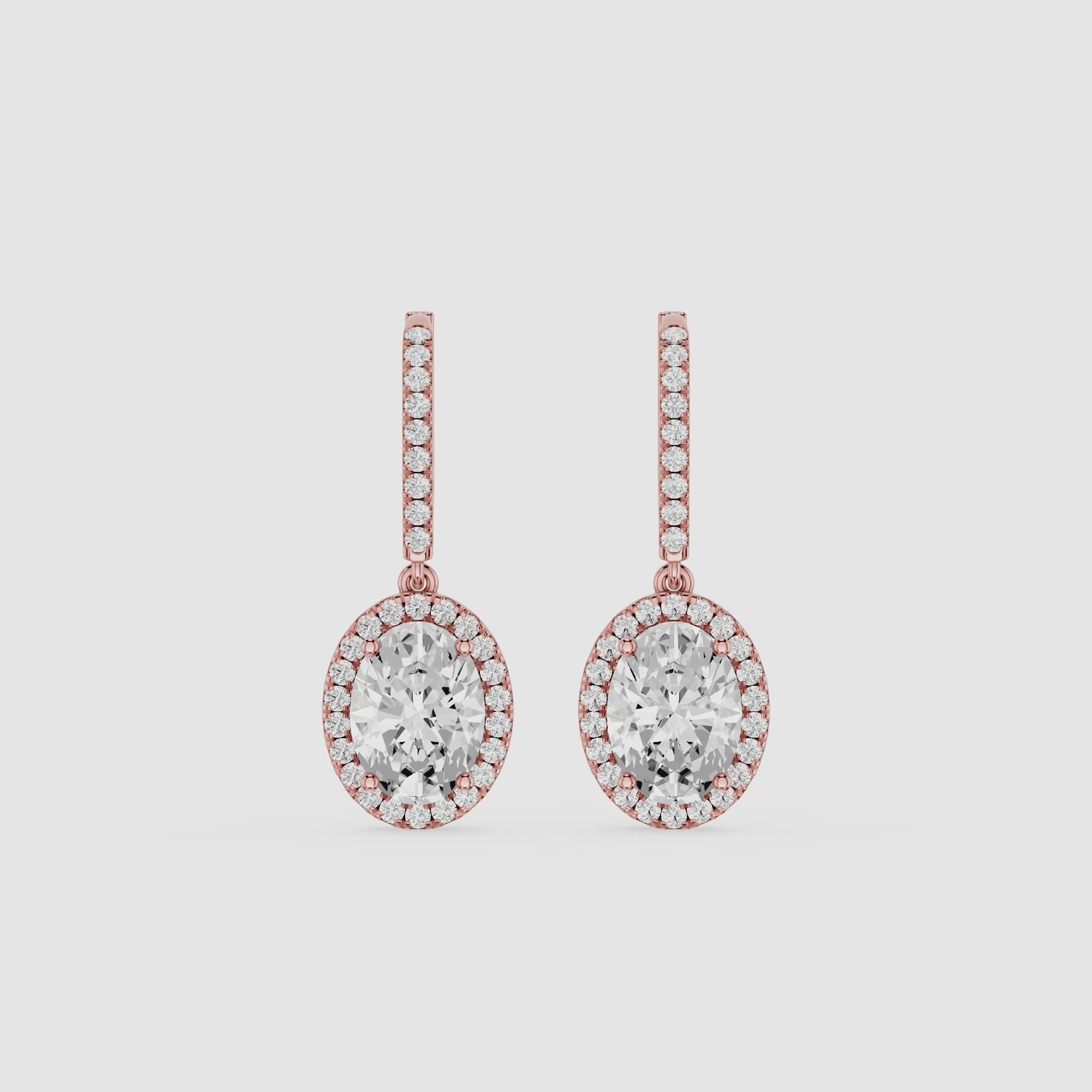 Aurora Oval Halo Lab Grown Diamond Drop Earrings