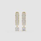 Round Lab Grown Diamond Drop Huggie Earrings