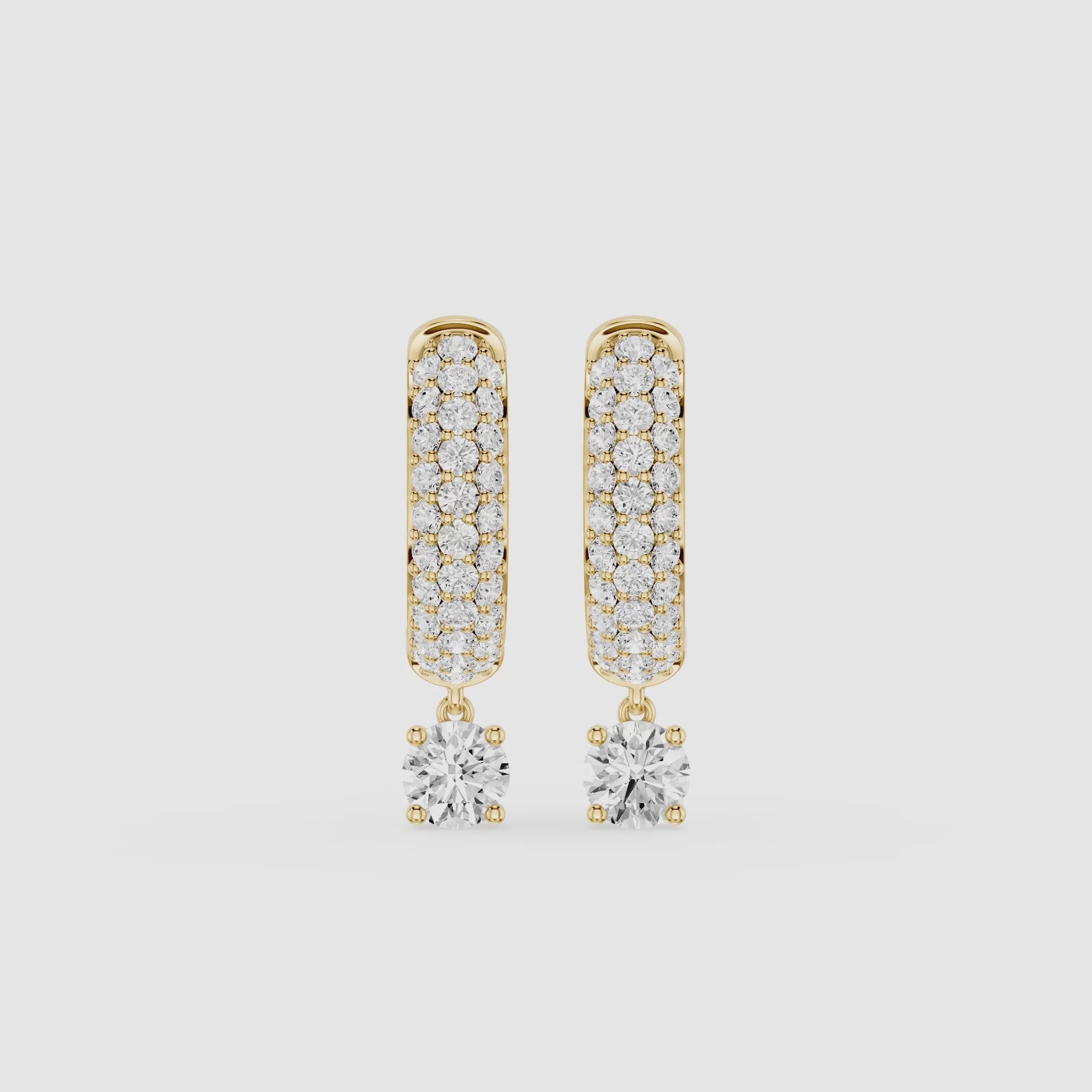 Round Lab Grown Diamond Drop Huggie Earrings