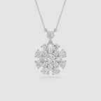 Round Lab Grown Diamond Cluster Pendant Necklace