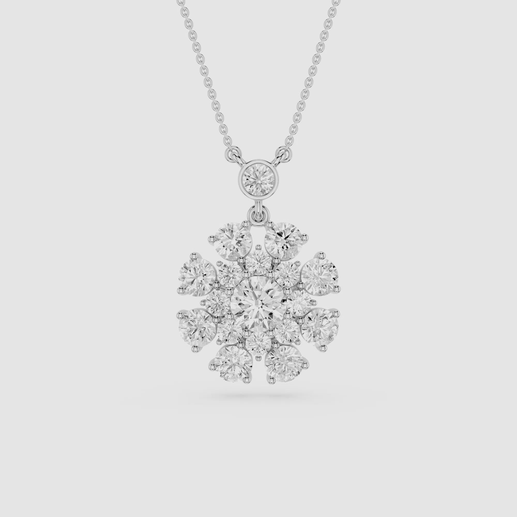 Round Lab Grown Diamond Cluster Pendant Necklace