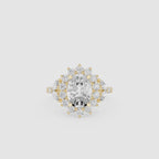Oval Cut Lab Grown Diamond Floral Halo Engagement Ring