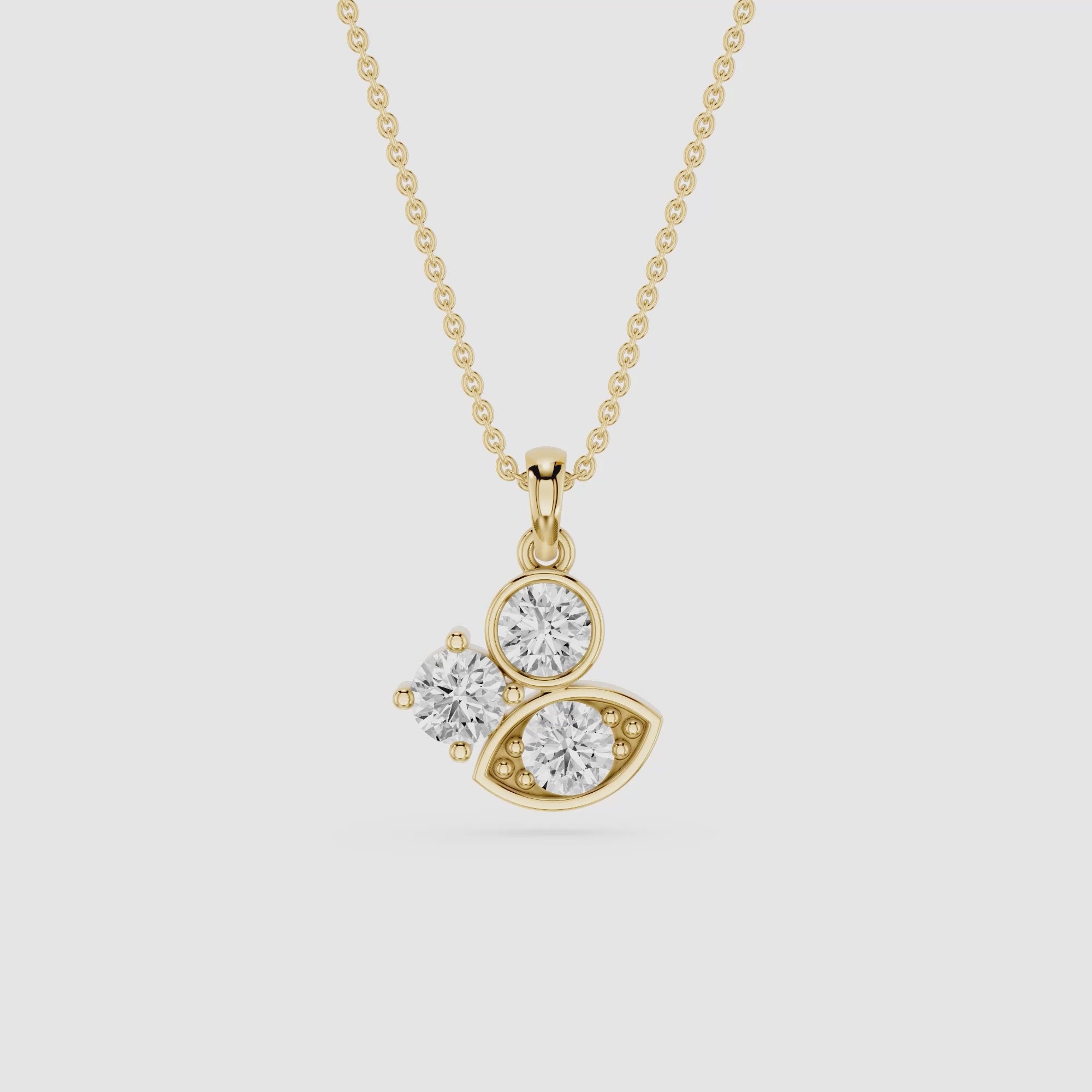 Round Lab Grown Diamond Evil Eye Pendant Necklace