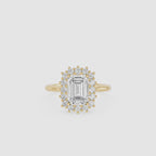 Emerald Cut Lab Grown Diamond Classic Halo Proposal Ring