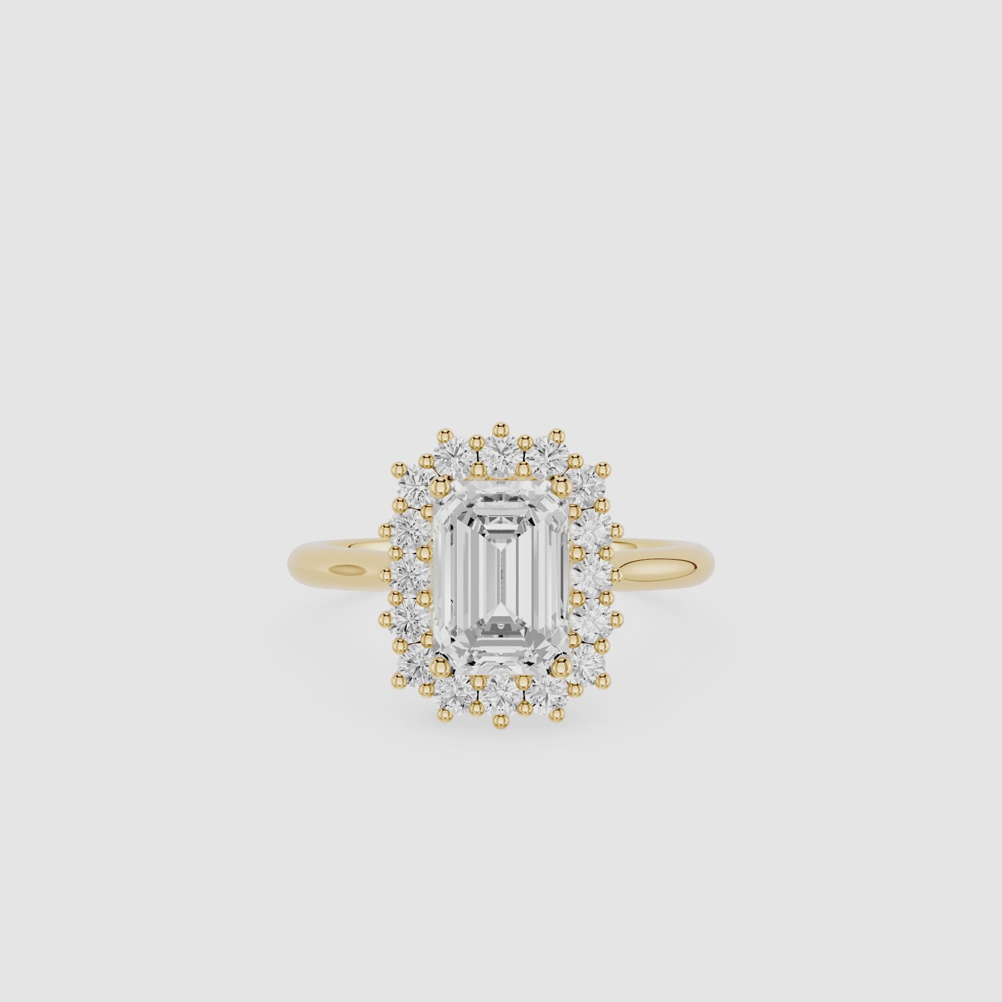 Emerald Cut Lab Grown Diamond Classic Halo Proposal Ring