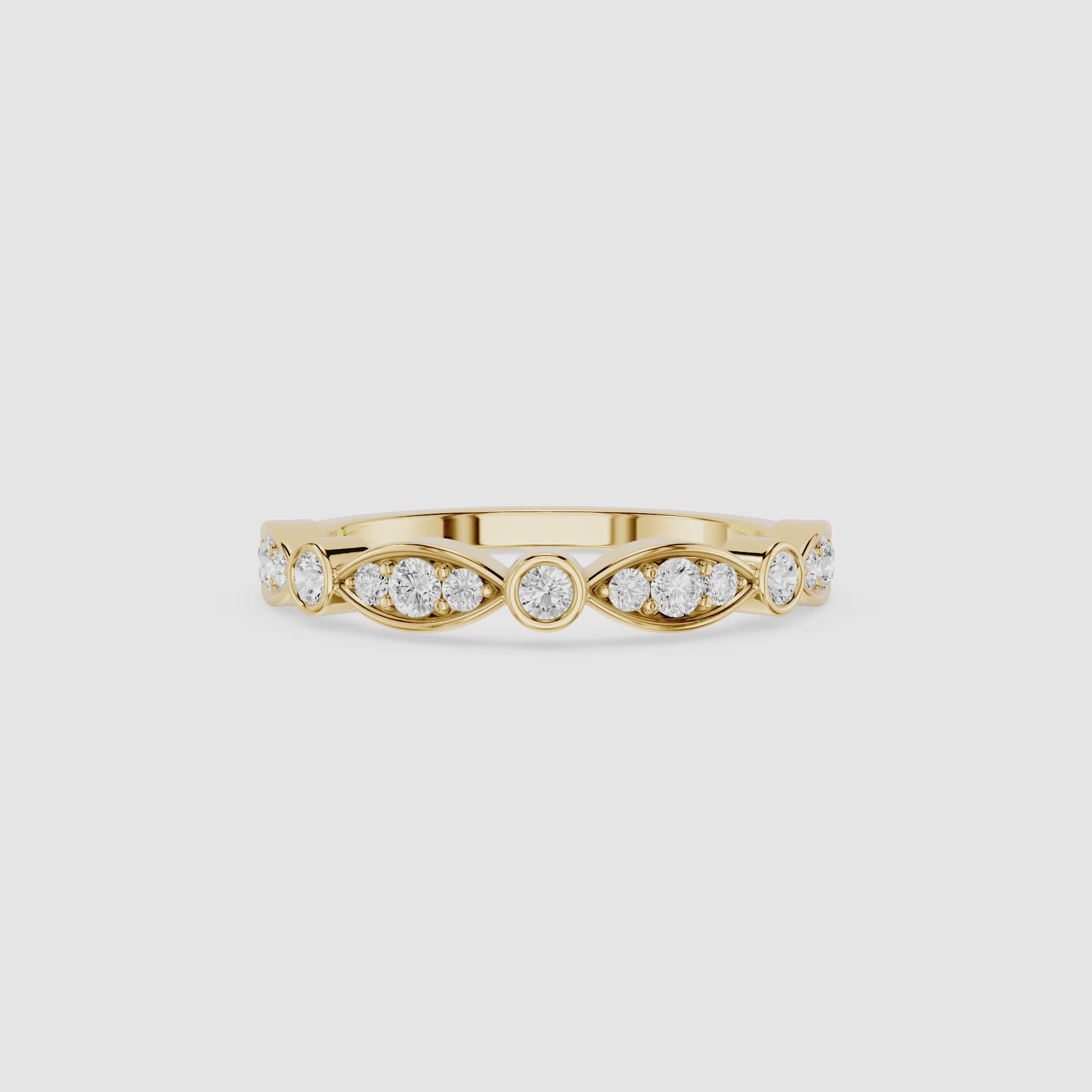 Round Cut Lab Grown Diamond Marquise Wedding Band
