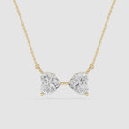 Heart Cut Lab Grown Diamond Toi et Moi Pendant