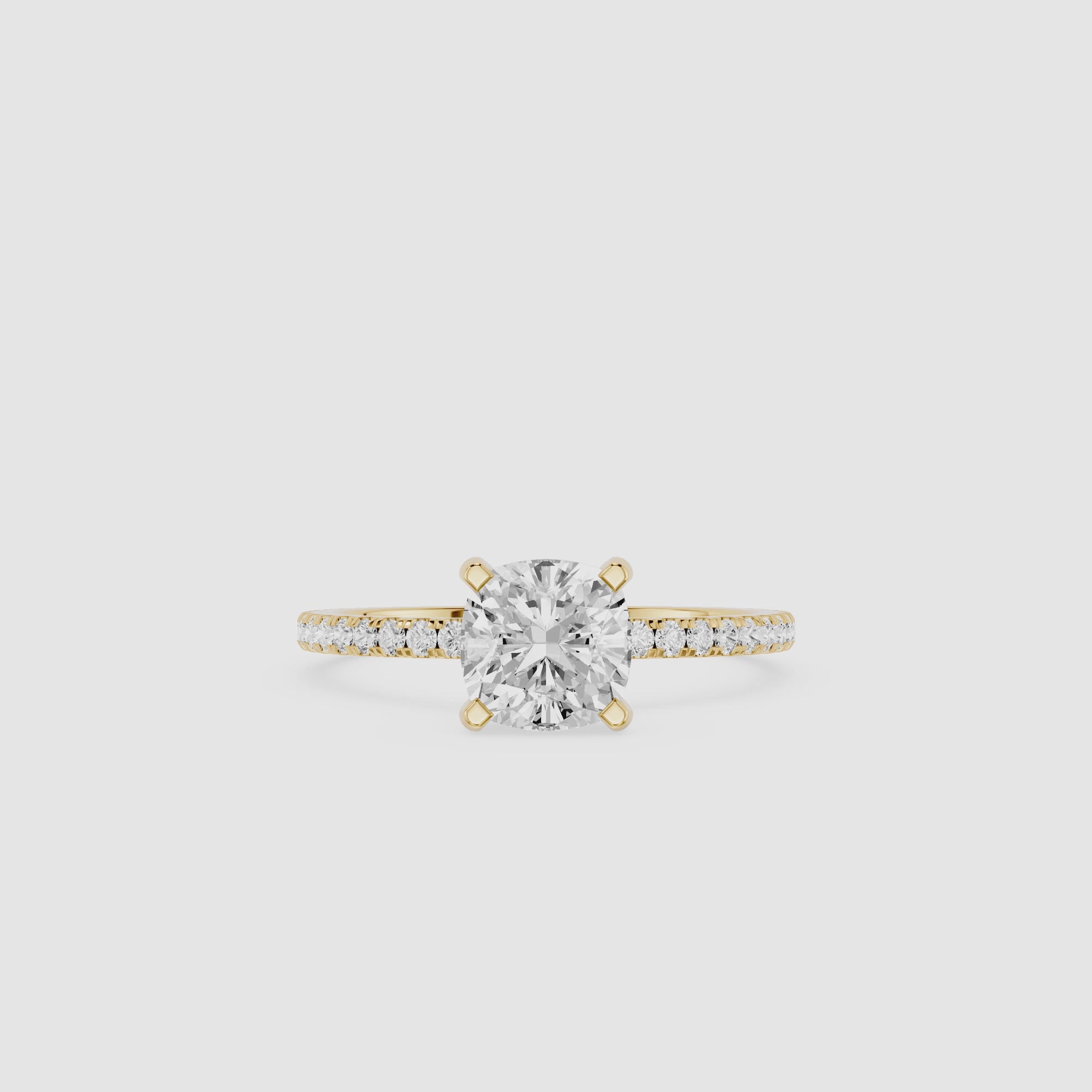 Cushion Cut Lab Grown Diamond Pave Engagement Ring