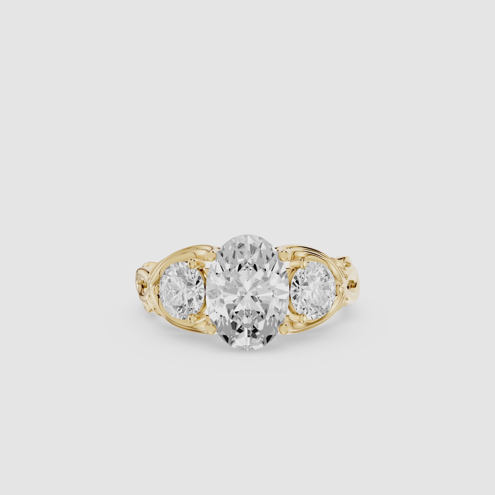 Oval Cut Three Stone Lab Diamond Engagement Ring