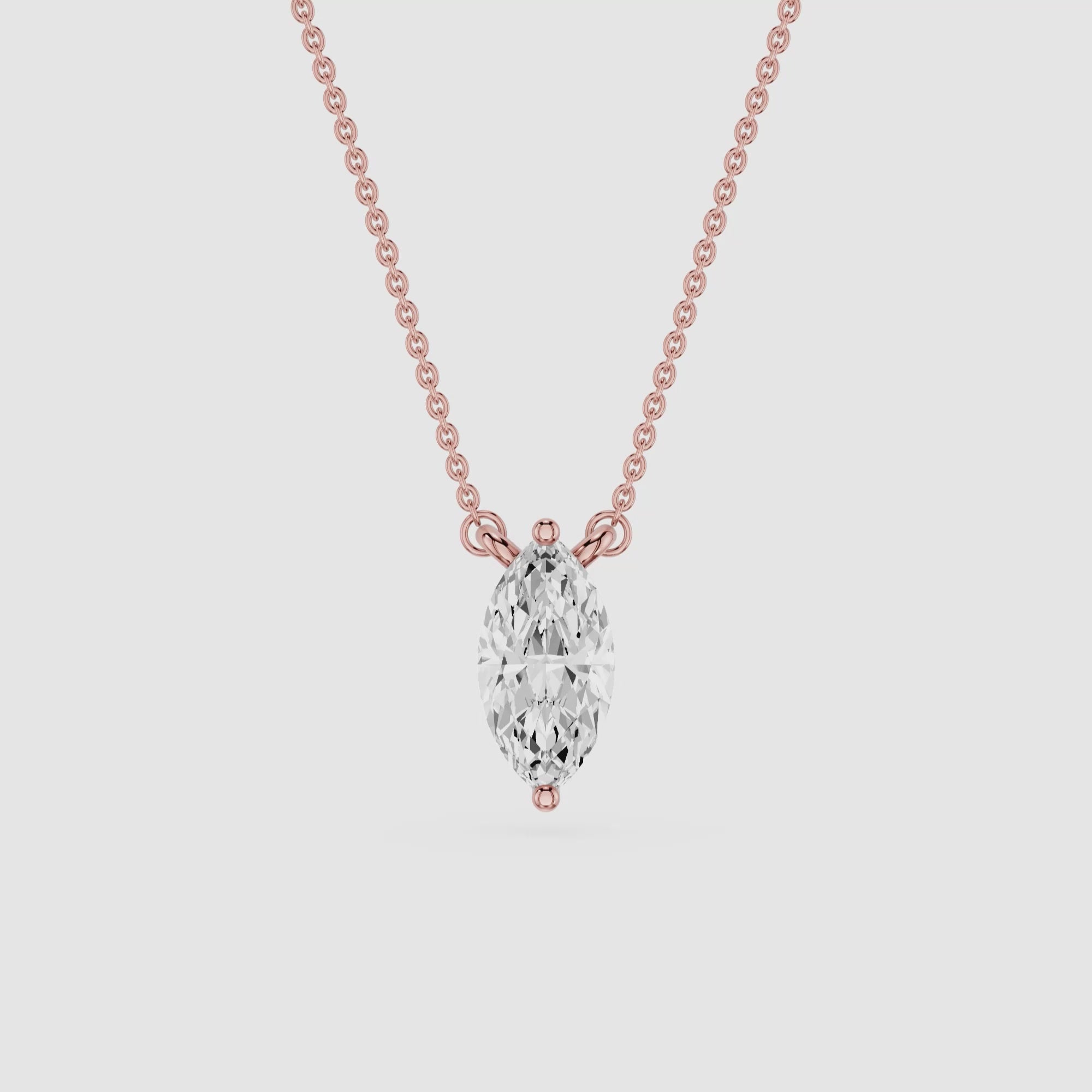 Marquise Cut Lab Grown Diamond Floating Pendant Necklace