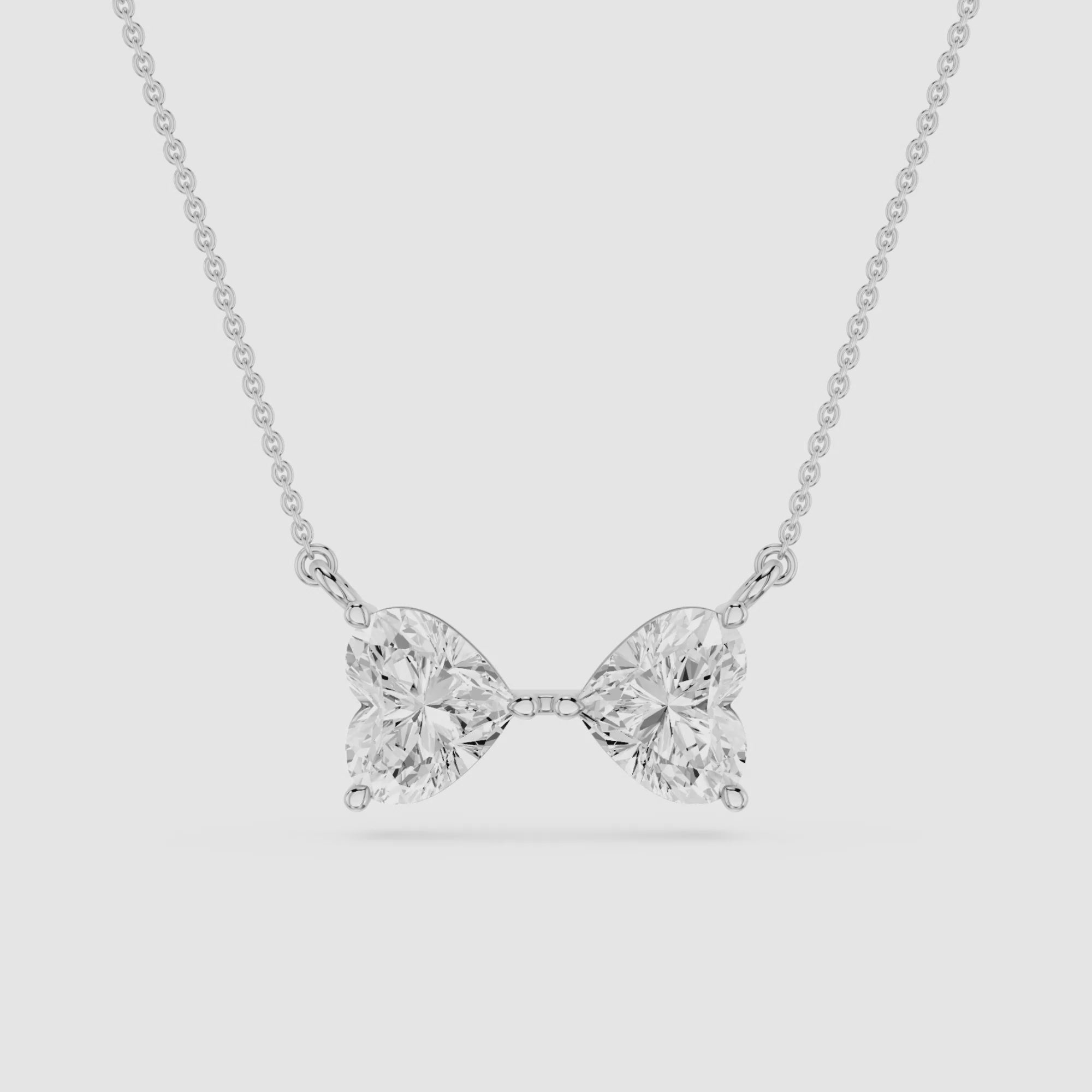 Heart Cut Lab Grown Diamond Toi et Moi Pendant