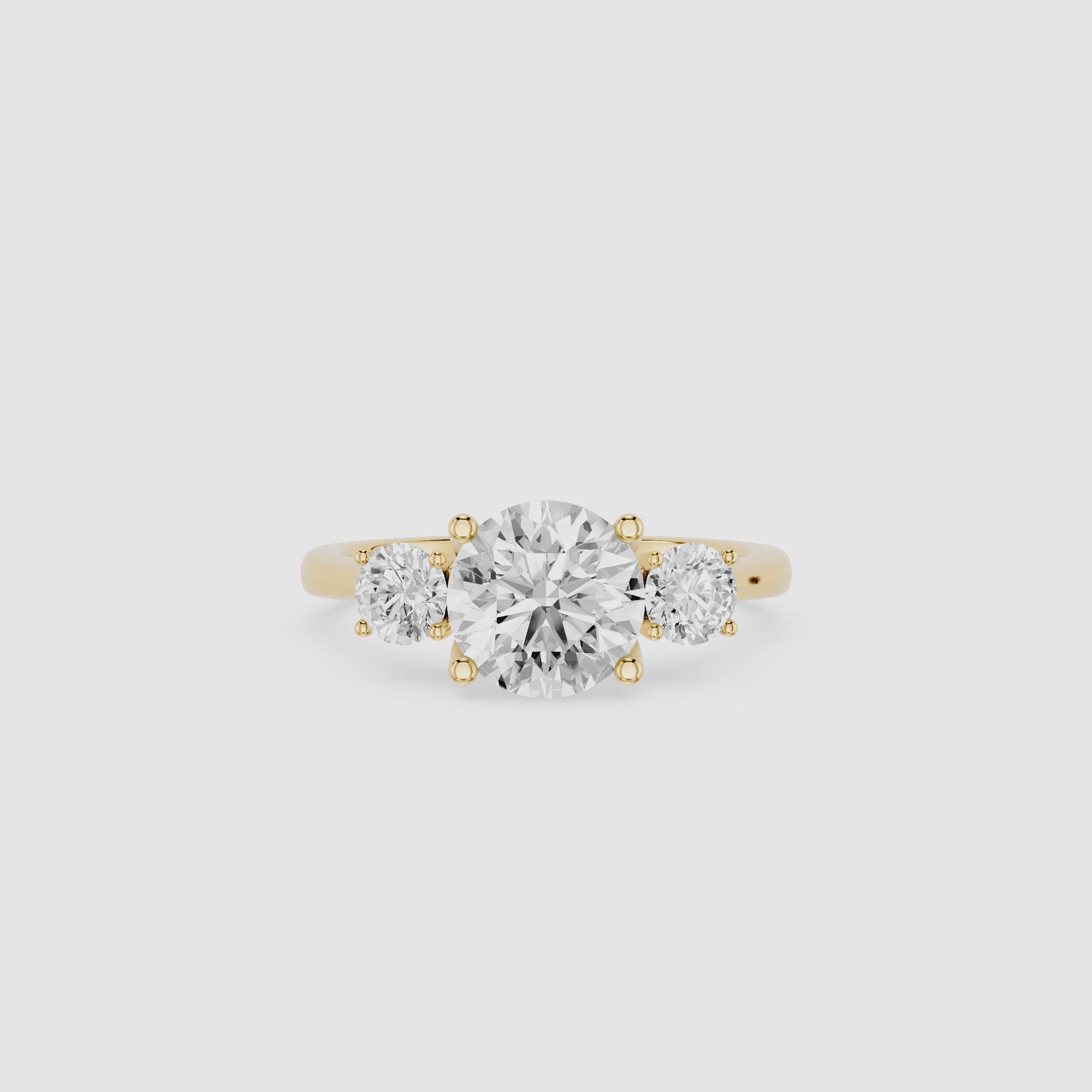 Round Three Stone Lab Grown Diamond Engagement Ring
